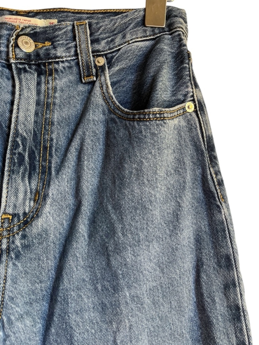Levi’s High Loose Taper Jeans High Rise Relaxed W25 Premium Blue Denim - Picture 6 of 16